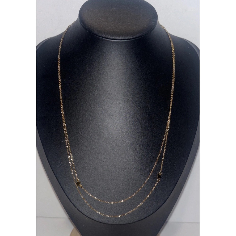 JZJ Jennifer Zeuner Two Star Double Layer Necklace Gold Tone